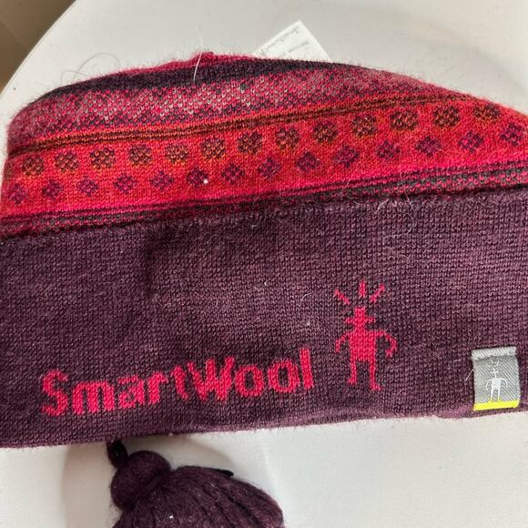 Smart wool merino wool blend Pom Pom winter beanie hat . Size Small/medium - Picture 3 of 4